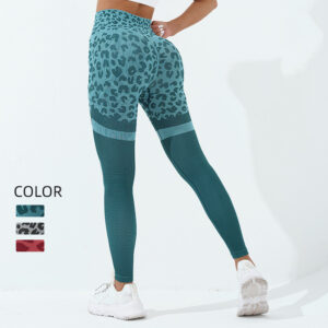 Women's Fashion Leopard Print Peach Hip Fitness Pants