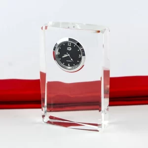 Wholesale k9 blank sublimation crystal desk clock personalized custom 3d laser Crystal table clock for souvenirs gift
