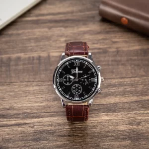 Birthday Gift Set For Men Stylish Dress Leather Strap Chronograph Wrist Watch+Wallet+Belt Wholesale Lots Set