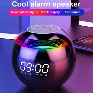 G90s Round Appearance Speaker Hifi  Sound Super Bass Bt Portable Wireless Speaker With Alarm Clock Led