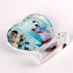 wholesale sublimation blank crystal photo frame Personalized Custom heart-shaped crystal photo frame for wedding gifts