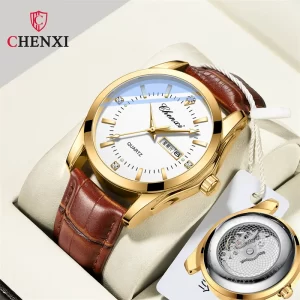 CHENXI 0021 Fashion Diamond Watch For Men Business Luxury Quartz Watches Sport Luminous Waterproof Calendar Wristwatches Men's