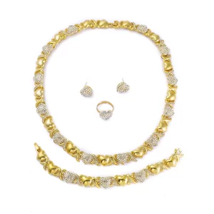 Best sell xoxo 18k gold plating wedding zircon necklace bracelets set african jewelry sets for women