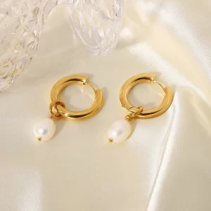 New Arrival 18k Gold Plated Stainless Steel Party Jewelry Pendant Huggie Earrings