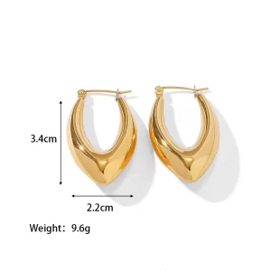New High Quality Fashion New V Shape Stainless Steel Personalized Glossy Hollow Versatile Hoop Earring Women Jewelry Accessories
