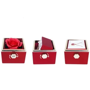 Valentines day gift premium exquisite rose flower jewelry rotating rose box